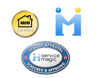 InterNACHI, Houzz and Service Magic certified badges