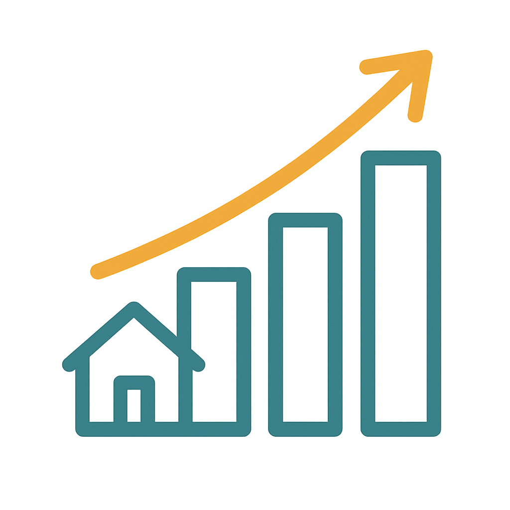 Rising home values graph, symbolizing growth and investment